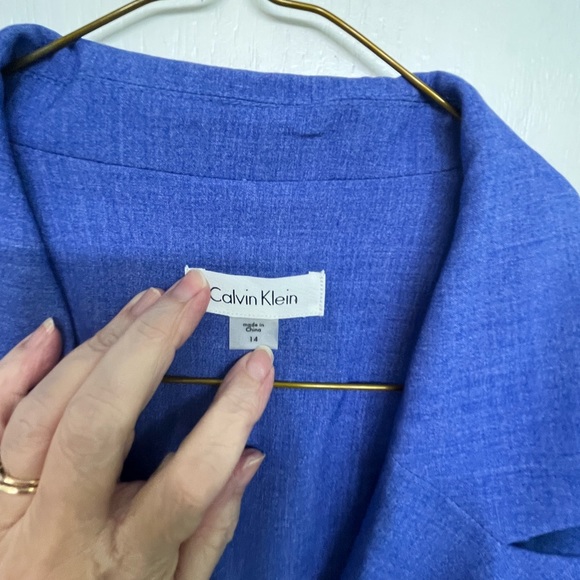 Calvin Klein Blue Sleeveless Belted Lined Dress Size 14. Brand New With tags! - Picture 6 of 12